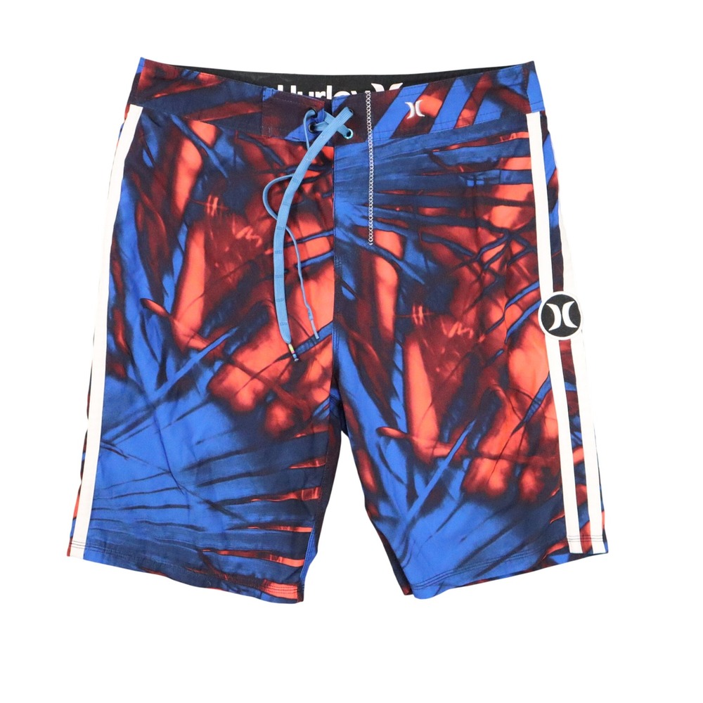 Hurley Phantom Board Shorts Mens 30 Blue Red Abstract Palm Surf Swim Trunks SEO